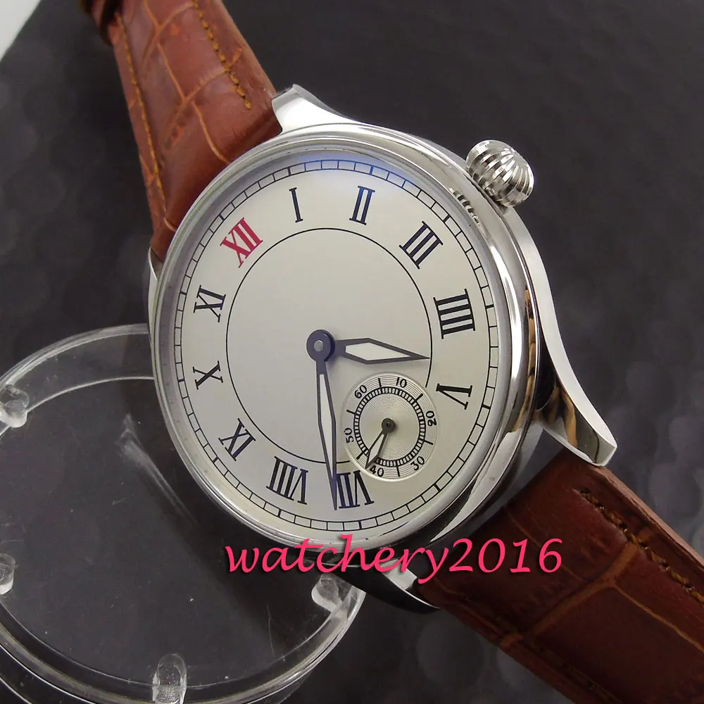 Мужские часы с белым циферблатом простой парниш 44 мм из нержавеющей стали 6498 |