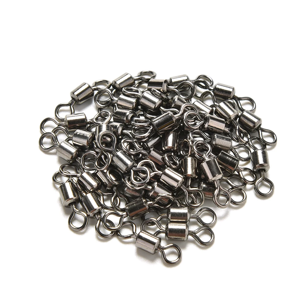 

100Pcs 4/6/8/10/12 Round 8 Shape Ball Bearing Swivels Fishing Fish Connector Rolling Swivels Rig Sea Carp Fishing Tool