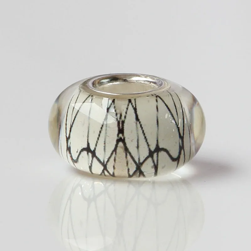 Новый 925 стерлингового серебра с большим отверстием красочные 3D цветы полоса