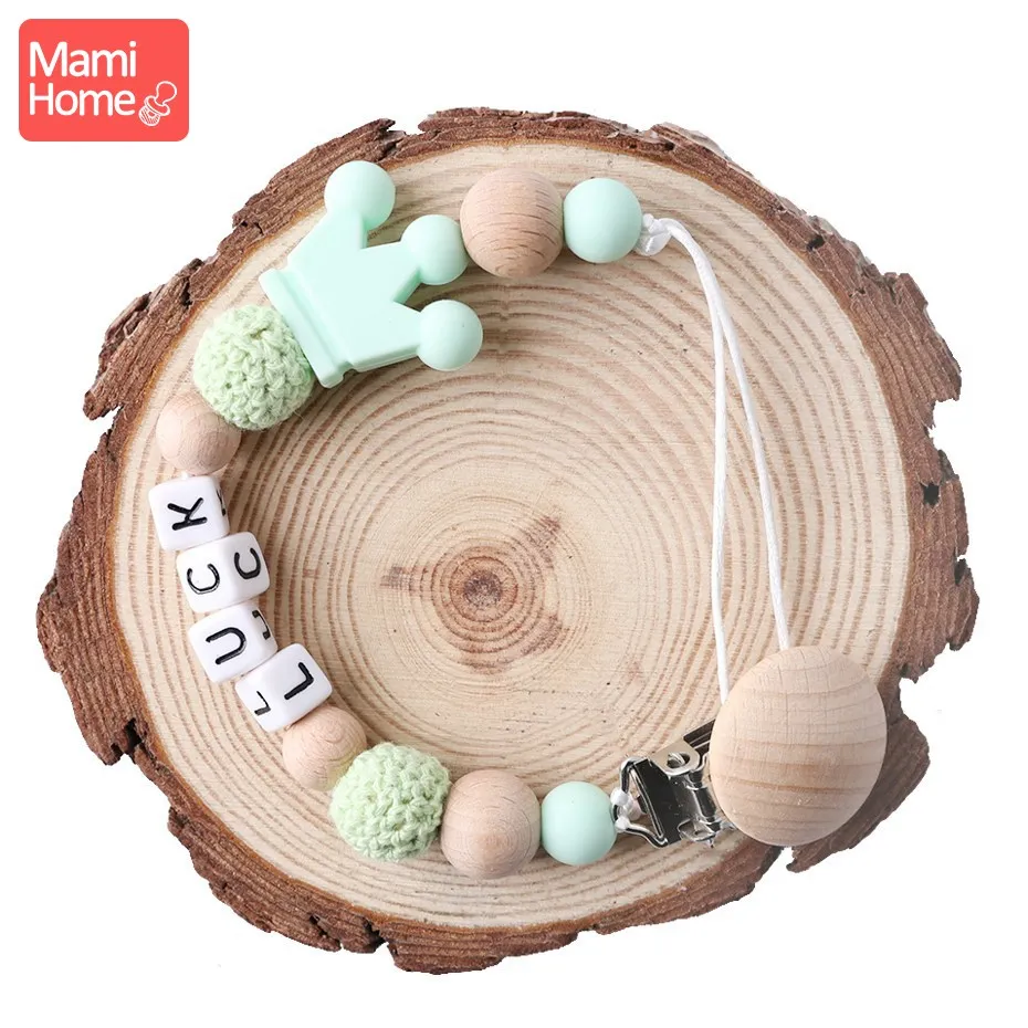 Mint mamihome 1pc Baby Teether Silicone Chain Personalized Pacifier Silicone Crown For Pacifier Clip Teether For Teeth Baby Teether - Цвет: Mint
