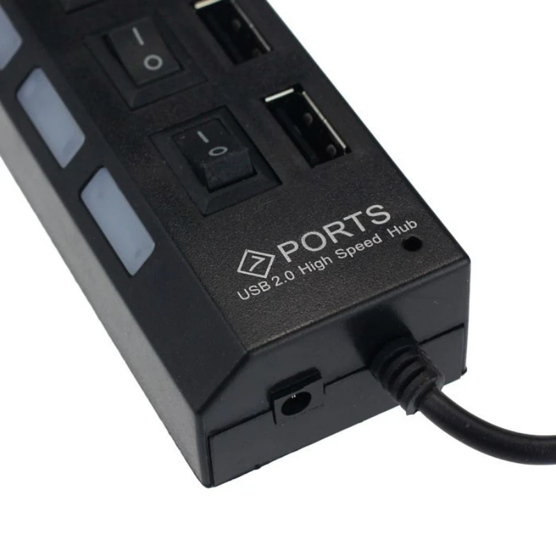 7-портовый светодиодный концентратор USB 2 0 высокоскоростной адаптер 480 Мбит/с
