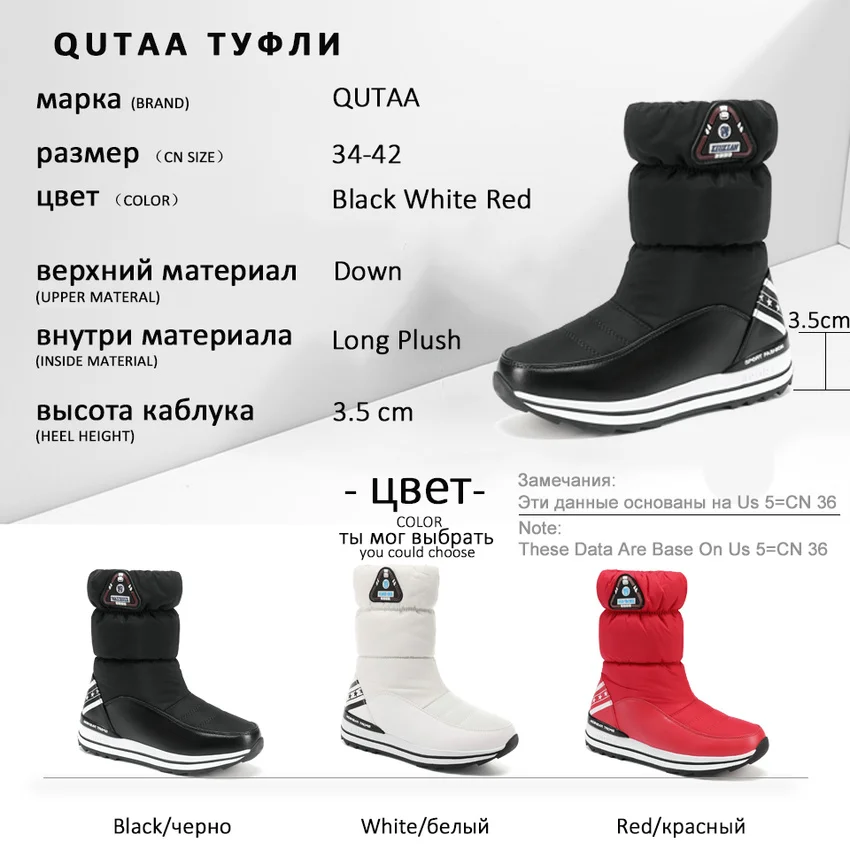

QUTAA 2020 Warm Down Plush Platform Snow Boots Slip on Autumn Winter Women Shoes Casual Round Toe Winter Short Boots Size 34-42