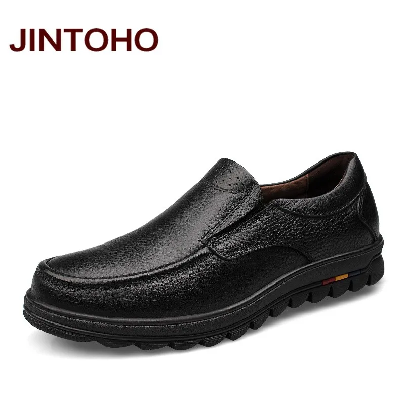 Мокасины JINTOHO мужские из натуральной кожи классические брендовые туфли лоферы