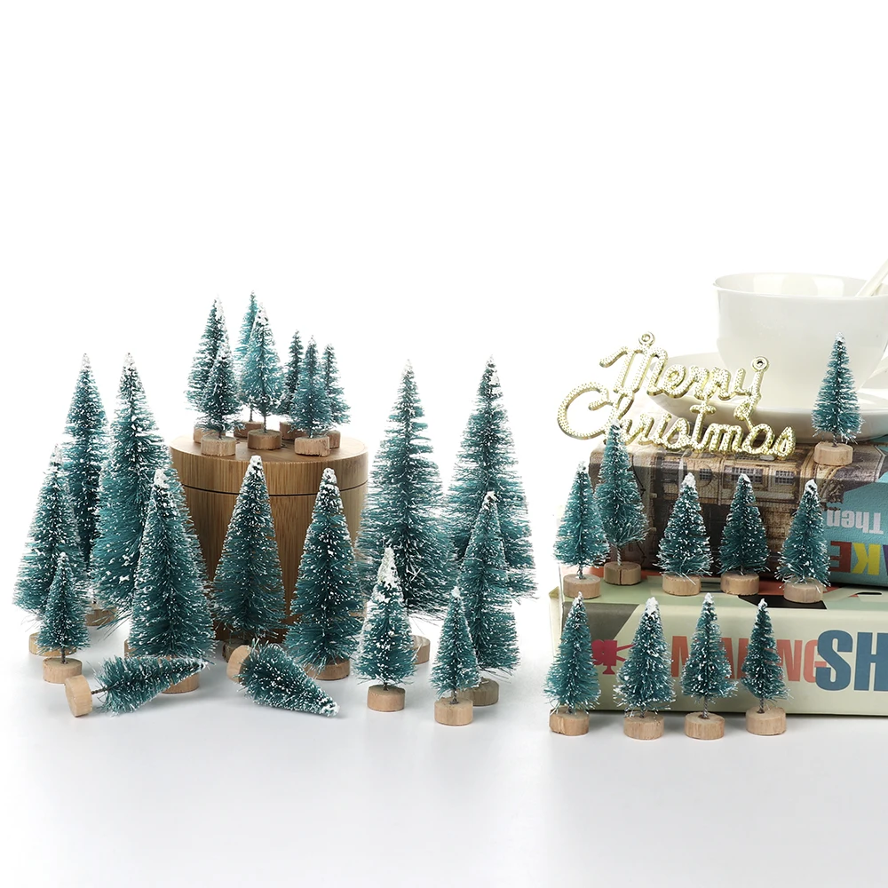 34/43pcs Christmas Tree Artificial Sisal Pine with Wood Base DIY Mini Bottle Fake Santa Snow Decor | Дом и сад