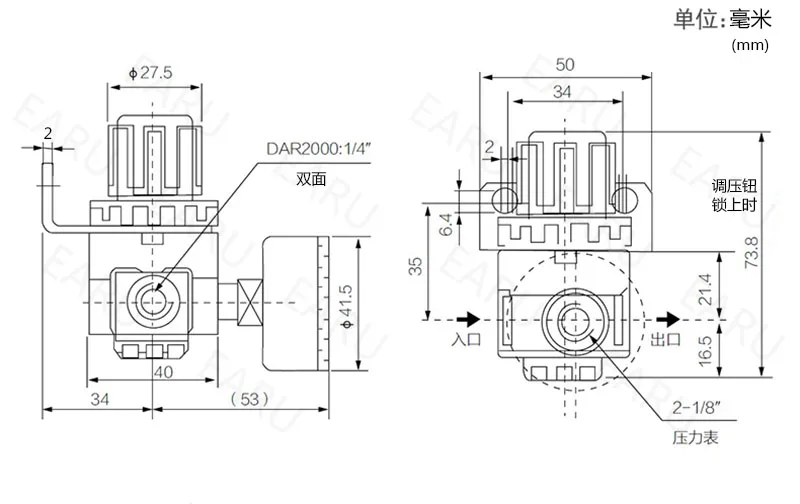 AR2000 G1/4 ''пневматический мини регулятор давления воздуха компрессор блоки