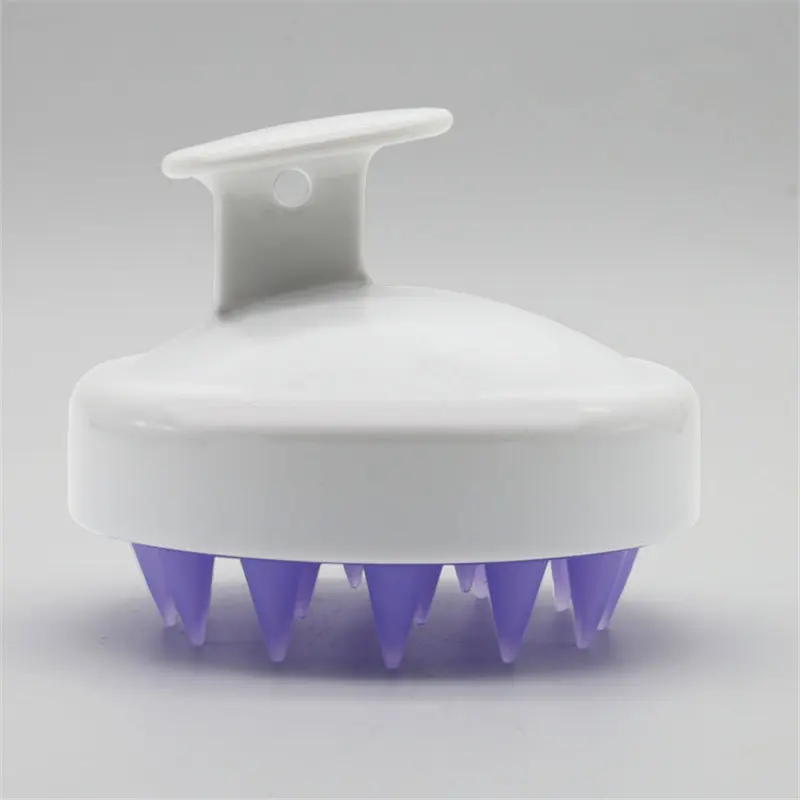 White Mini Scalp Massager Clean Brush Dandruff Silicone Wet Dry Home Shampoo Scrubbing Head Hair Care Cleaning Tool Bathroom U3 - Color: White