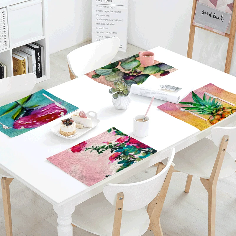 Рисунок &quotтропические растения&quot Настольная салфетка ананас кактус жареная