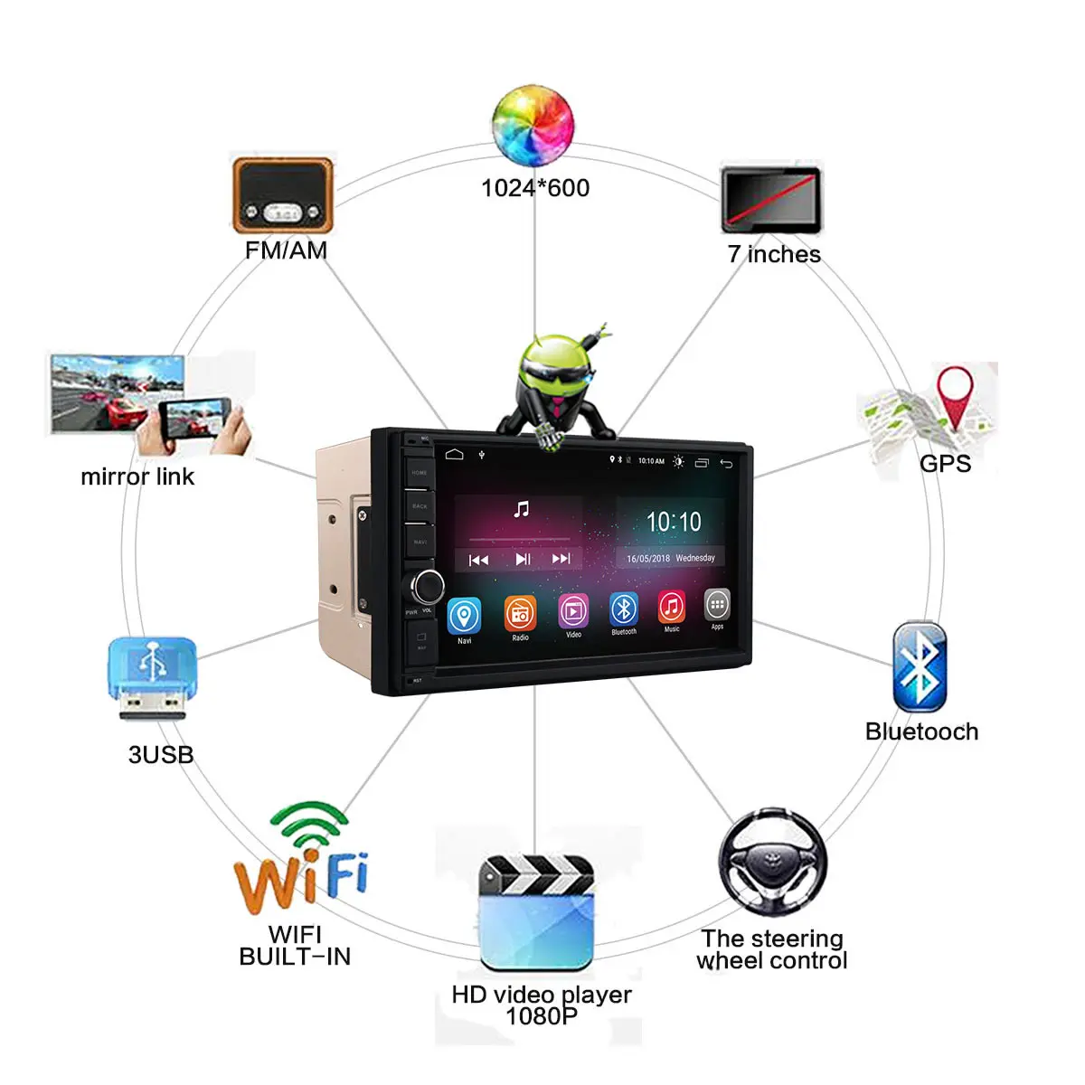 Автомобильный мультимедийный плеер Ownice K1 7 дюймов 2Din Android 8 1 GPS навигация видео
