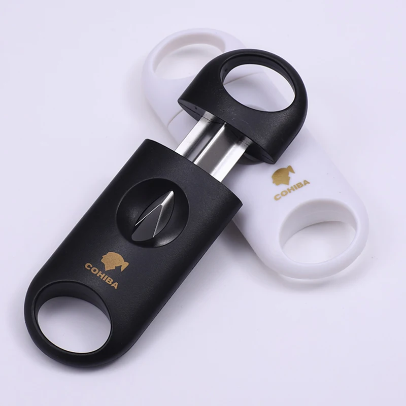 COHIBA Plastic V Cut Stainless Steel Blade Cigar Cutter Sharp Sigaar Cutting Tool Cigars Guillotine Pocket Zigarren | Дом и сад