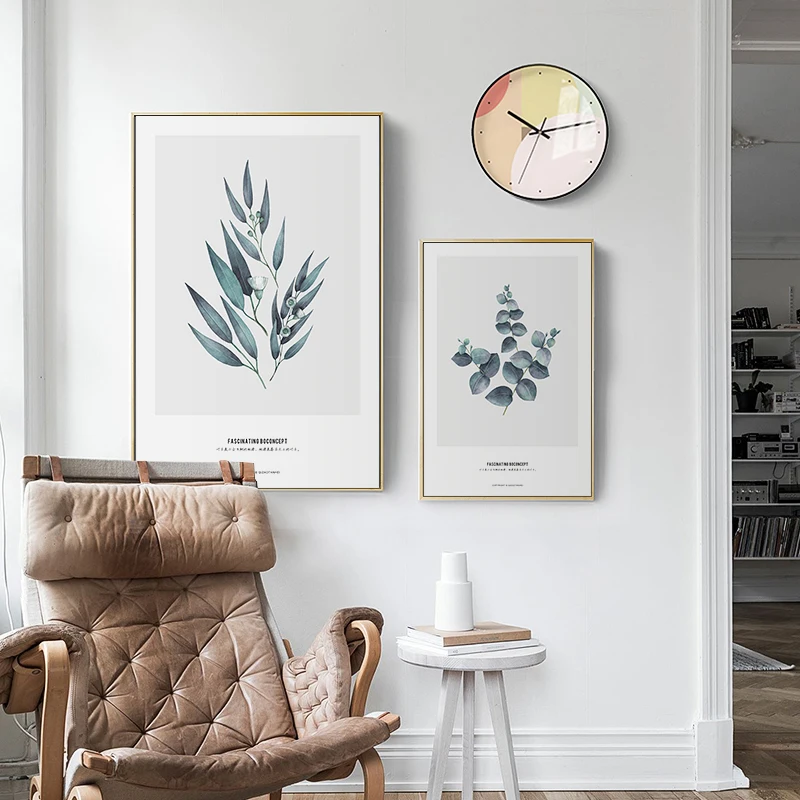 Elegant Poetry Nordic Simple Leaf Decoration Painting Canvas Art Print Poster Wall Picture Home | Дом и сад