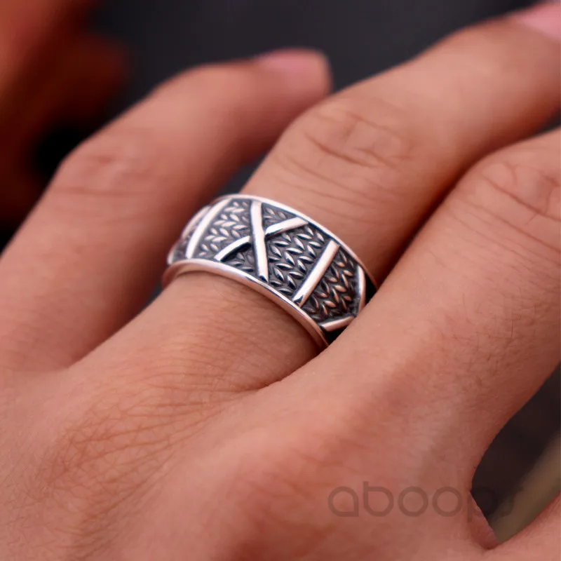 

Black 999 Sterling Silver Letter X Ring with Chinese Auspicious Clouds for Men,Adjustable Size 8.5-10,Free Shipping