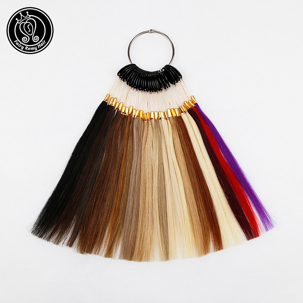 Fairy Remy Hair-anillos de Color de cabello humano 100% Remy, 26 colores disponibles, se pueden teñir para muestras de salón, envío gratis