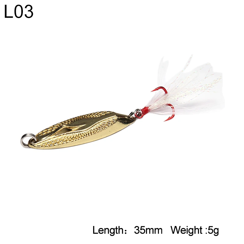 3405-5g-L02 Kingdom Новинка Спиннер ложка рыболовные приманки скошенная металлическая наживка полный водный слой металлический материал рыболовный крючок с пером снасти - Цвет: 3405-5g-L02