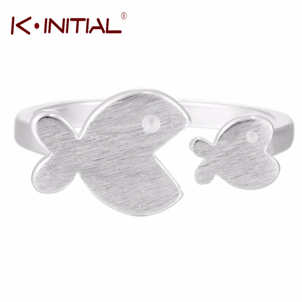 Kinitial Серебряный двойной рыбы Кольца для Для женщин Прекрасный Обувь девочек