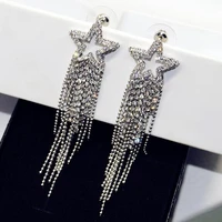 charmcci full rhinestones star long tassel earrings for women new elegant gold color trendy jewelry cute gift wholesale