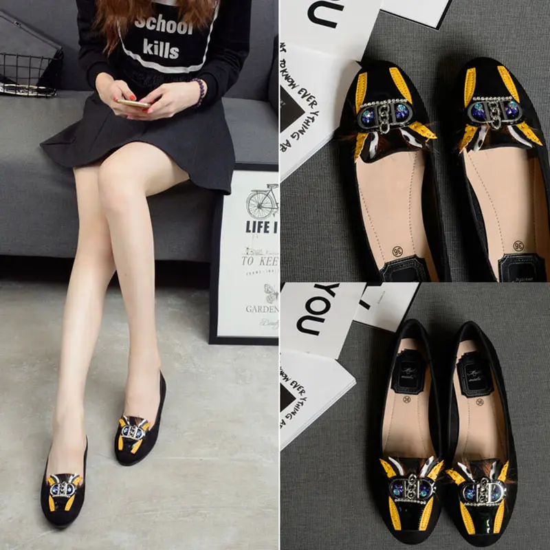 Животное Рисунок Милые Женщины Бездельников Замши Женщин Плоские Туфли Марка