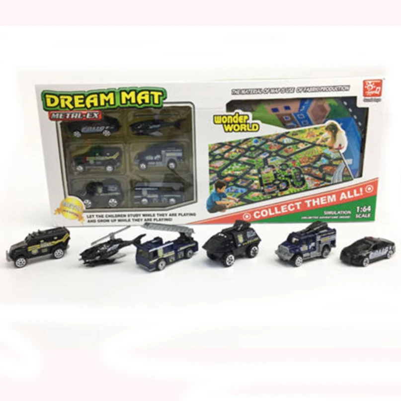 

Mini Toy Car Alloy Model Car Farmer / Engnineering Set With Crawling Carpet Floor Mat for Early Educational Baby Kids Gifts