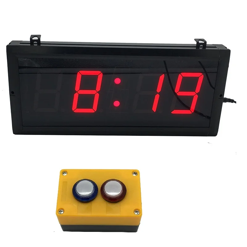 Two Buttons BTBSIGN 3 ''4 цифры светодиодный таймер обратного отсчета с большим проводным переключателем обратный отсчет за считанные минуты для спортивных гонок - Цвет: Two Buttons