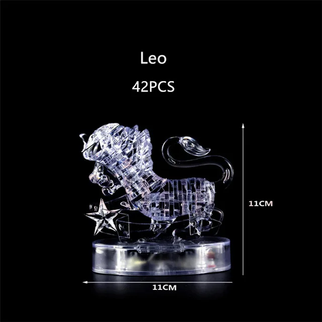 Leo 3D кристаллическая головоломка 12 созвездий пазл гороскоп головоломка с светодиодный свет DIY элегантный подарочный игрушки для детей и взрослых - Цвет: Leo