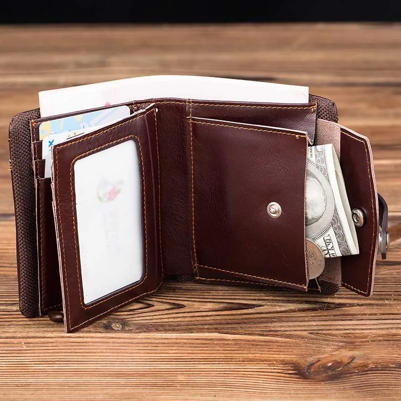 Top Retro Men's Leather Brand Luxury Wallet Short Paragraph Casual Slim Handsome Credit Card Photo Position Purse | Багаж и сумки