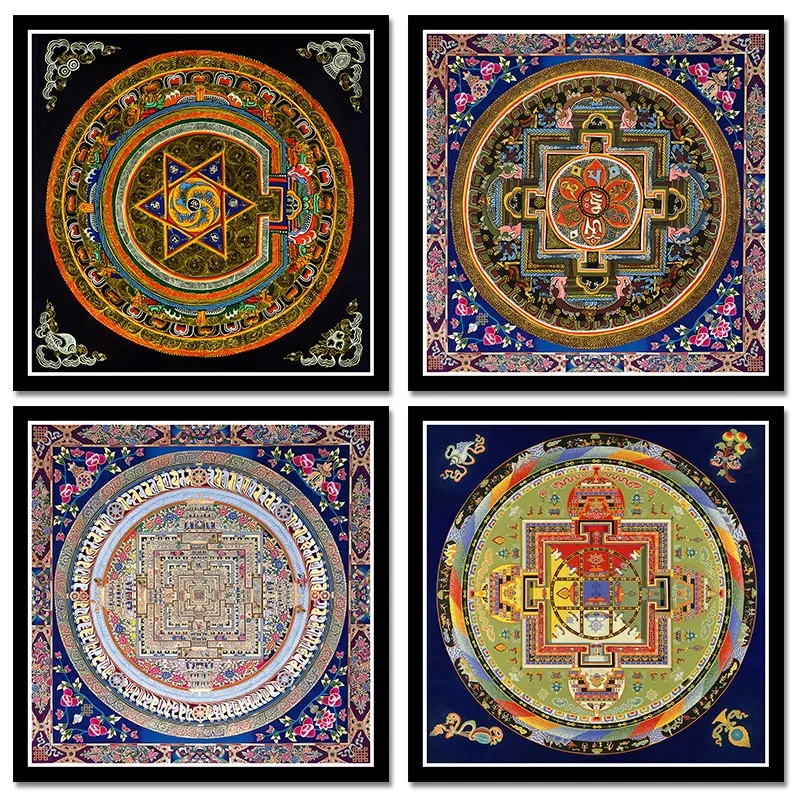 Thangka мандалее с Буддой живопись духовными тибетцами пинтурас религиозная маслом
