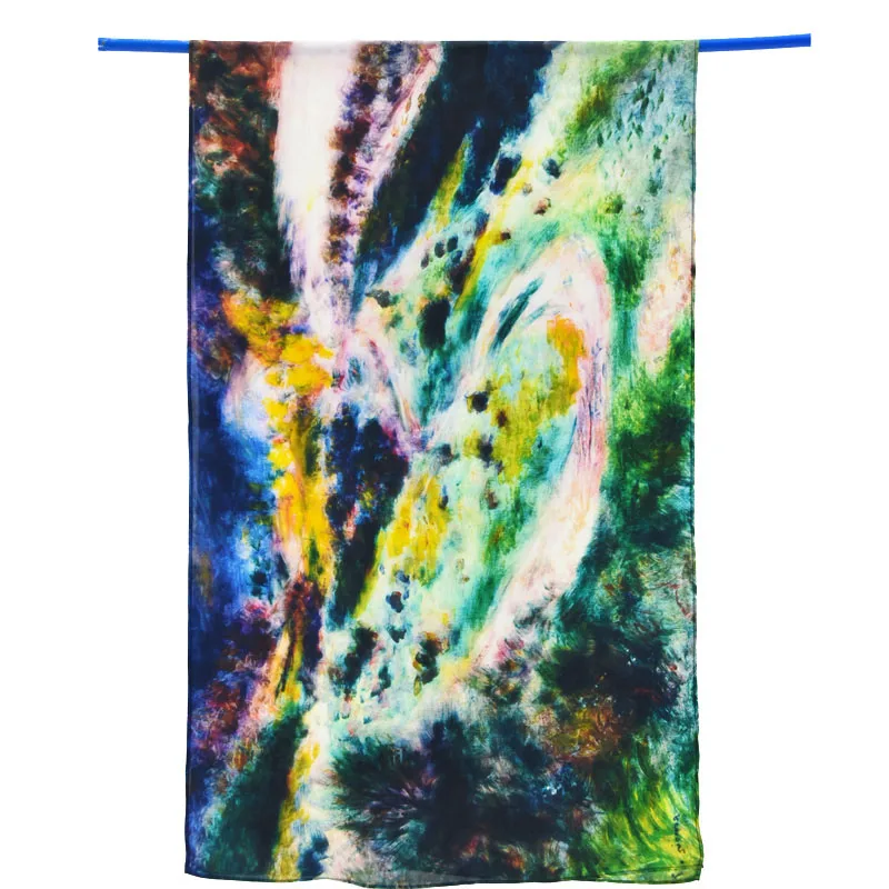 Renoir-Path Yilijin шарф из натурального шелка для женщин Renoir известные масляные краски цифровое печатное искусство шелковая шаль и обертка 160x45 см - Цвет: Renoir-Path