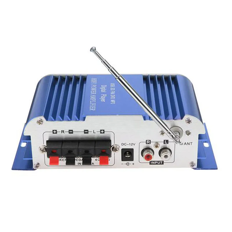 12V 2 канала Мощность Фул звук Smart мини усилитель HiFi Цифровой стерео дома для автомобилей и мотоциклов Мощность усилитель MP3 USB fm-радио SD