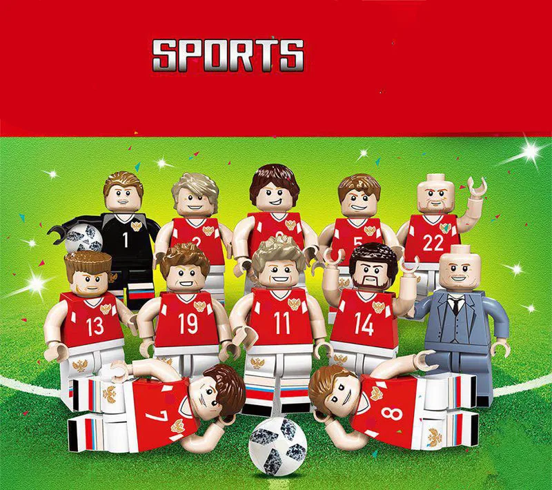 Футбольная игра 2018 12 шт. команда Спортивная модель сделай сам конструктор кубики