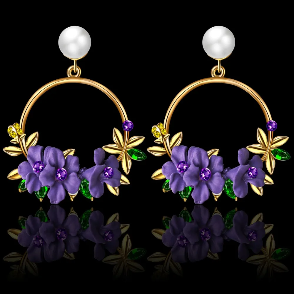 ZOSHI новые элегантные большие круглые серьги с подвеской в виде цветка для женщин