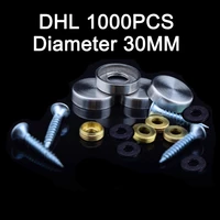 dhl 1000pcs 30mm diameter advertisement fixing screws standoff covers 304 stainless steel flat mirror screws cover caps kf967