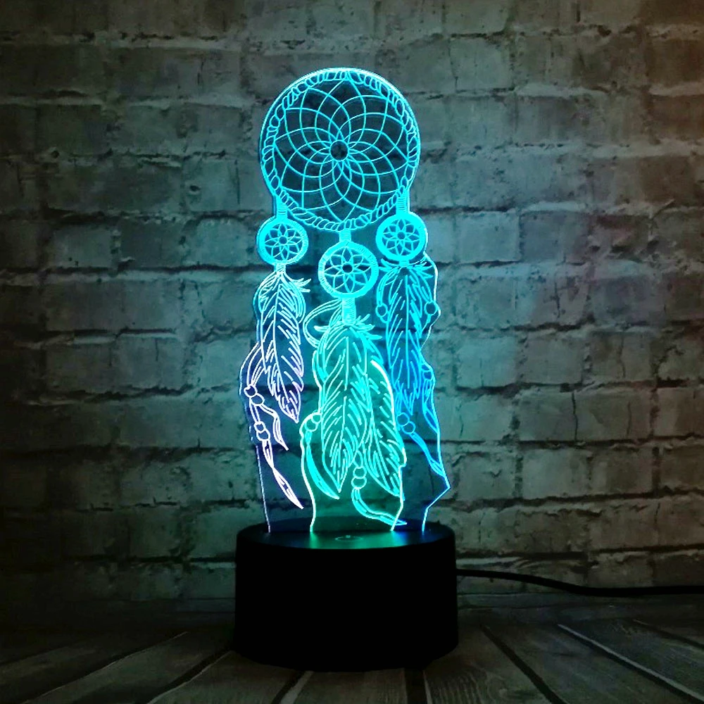 Настольная лампа 3D Touch Valentine Wind Chimes переключатель Ловец снов ночной Светильник