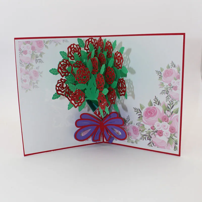 (10 шт./лот) Новое поступление карта на день рождения 3D выдвижная ручная работа