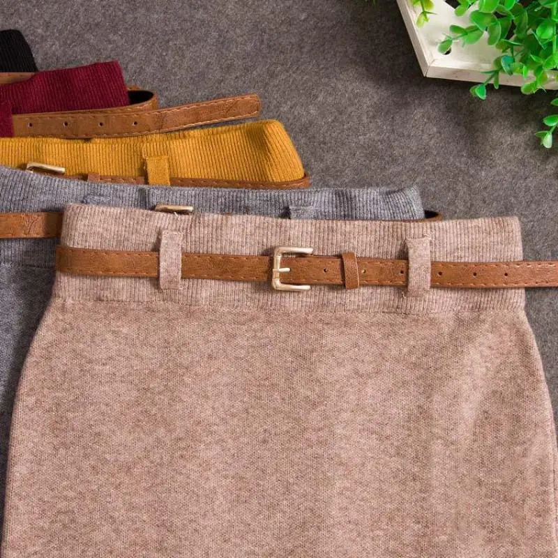 USWMIE осенне-зимние повседневные женские трикотажные элегантная юбка карандаш