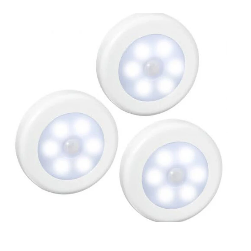 3pcs LEDs PIR Motion Sensor Light Battery Led Nightlight for home Closet Wardrobe stair Lighting Hallway white shell night lamp | Лампы и