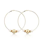 1 пара, богемные простые изящные крупные серьги-кольца с бусинами, металлические цветные очаровательные жемчужные серьги для женщин, JewelryE78-3