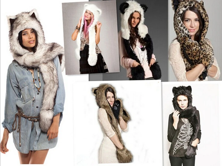 Женские зимние теплые бейсболки с животными шапки бини для женщин и мужчин