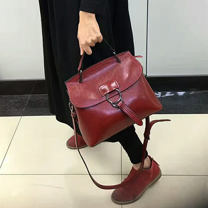 new bag with leather handbag oil wax single shoulder slant big women handbags luxury bags | Багаж и сумки