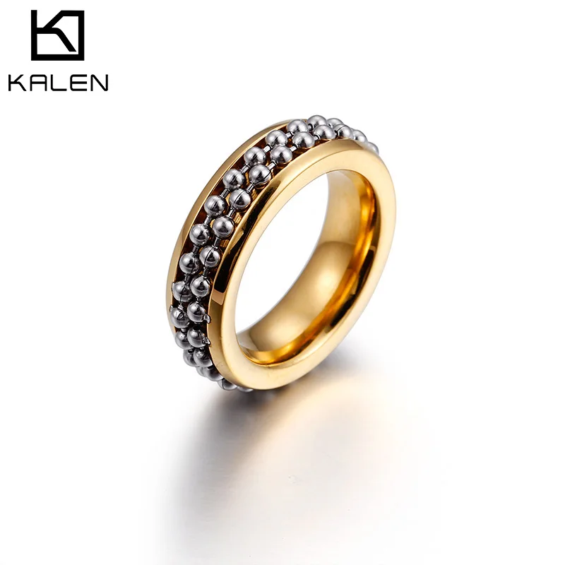 KALEN, высокое качество, нержавеющая сталь, Bague Femme, золото и серебро, кольца на палец для женщин, два звеньев, мяч, Anillos Mujer, ювелирные изделия#6~#10