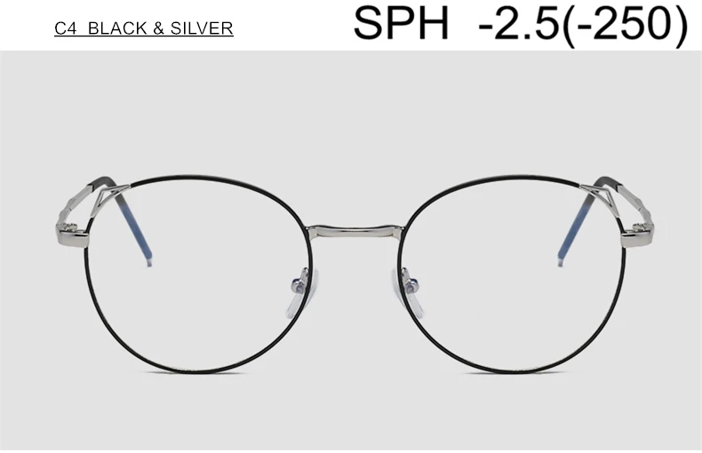 C4 (-2.5) SPH-1,0 до-6,0 очки для близорукости для мужчин и женщин модные очки кошачий глаз по рецепту для близоруких оправа из сплава F167 - Цвет оправы: C4 (-2.5)