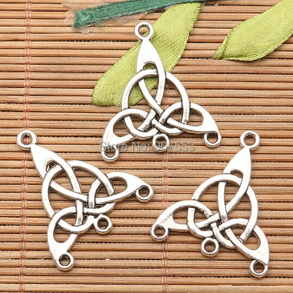 

20Pcs tibetan silver tone 2sided pattern triangle shaped connector H1022