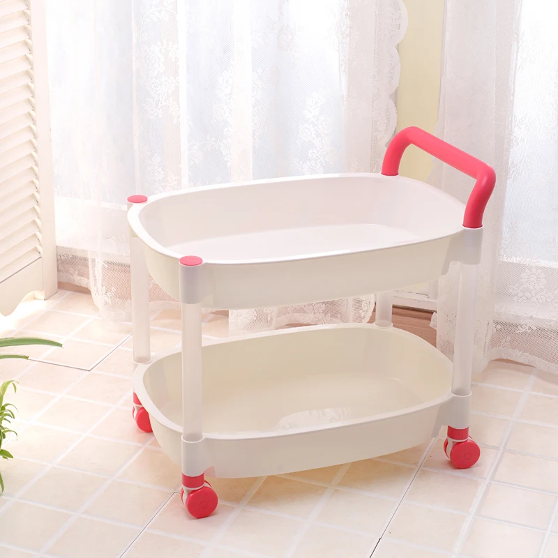 Pink 2 layers Стойка для растений фрукты подстилка для животных кухонная стойка пластиковыая полка гостиная хранения стойку портативный Стеллаж для хранения тележки XI2281550 - Цвет: Pink 2 layers