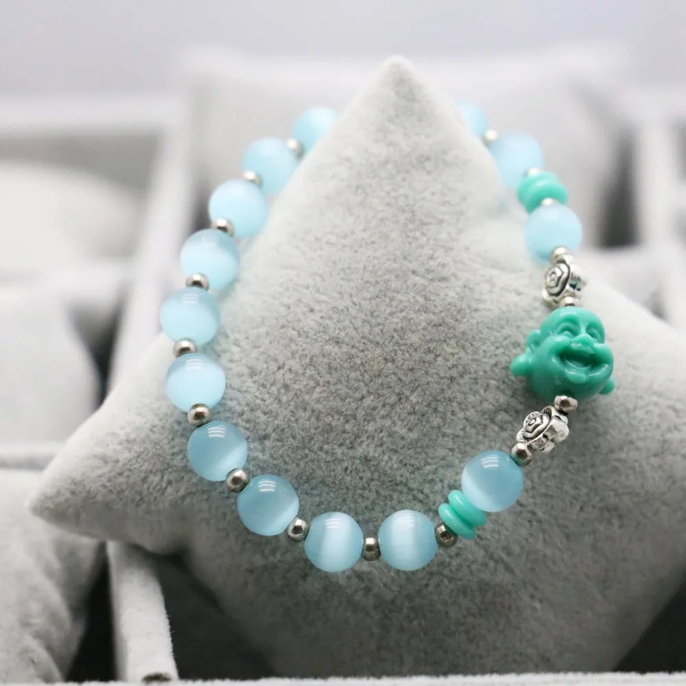 В этническом стиле небесно-голубой &quotкошачий глаз&quot из опала бисер камень