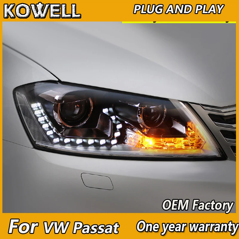 KOWELL Car Styling for VW Passat B7 EUR Verson 2012 2013-2015 Headlights Passat B8 LED Headlight DRL H7 D2H Hid Bi Xenon Beam