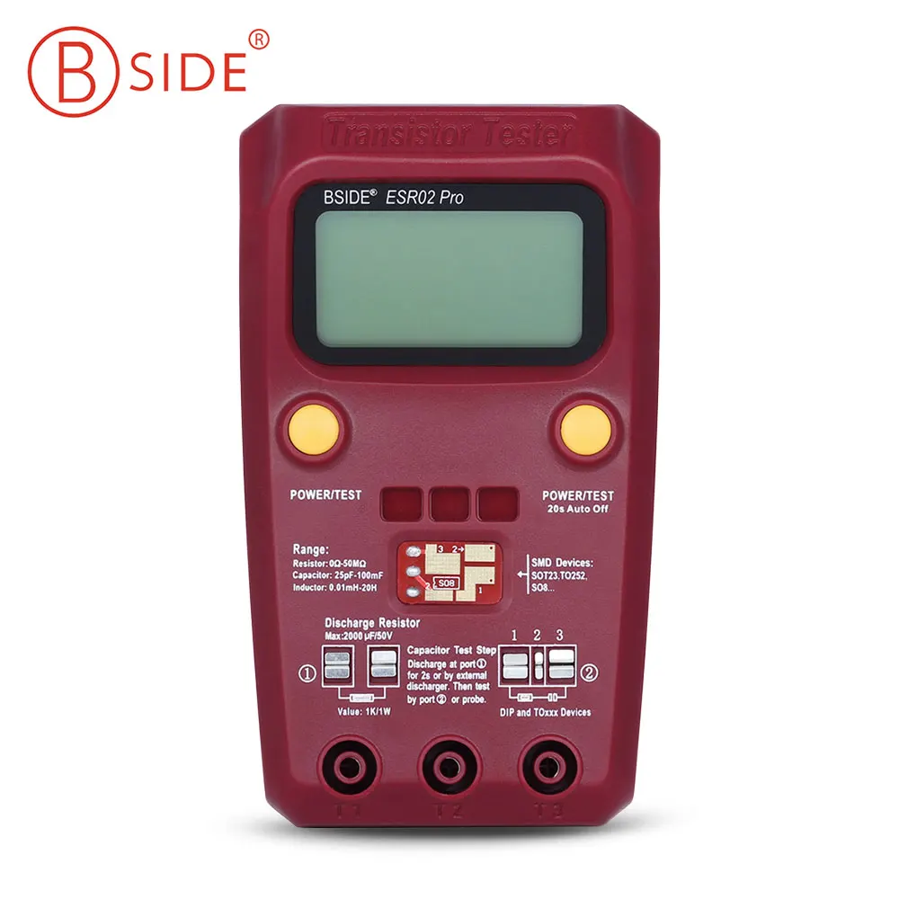 BSIDE ESR02 мультиметр Pro цифровой Транзистор тестер Диод сопротивление емкости