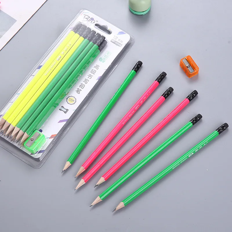 12 палочек пишущий карандаш с точилкой для карандашей студентов профессиональный