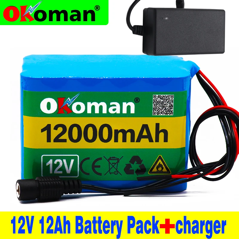 Okoman 12V 12Ah 18650 литиевая батарея 12,6 V 12000mAh аккумуляторная батарея с BMS для электроинструментов светодиодный Ксенон лампа+ зарядное устройство