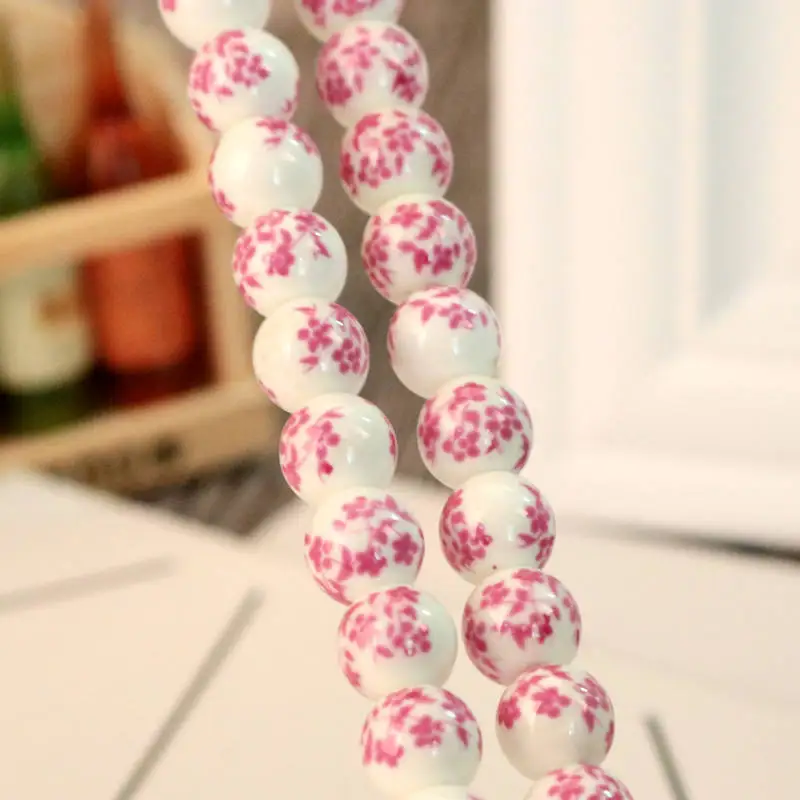 Pink Little Flower Новые керамические бусины для Набор для изготовления ювелирных украшений вручную 500 шт/партия Смешанные Круглые Цветы Узор фарфоровые бусины для ожерелья Браслет - Цвет: Pink Little Flower