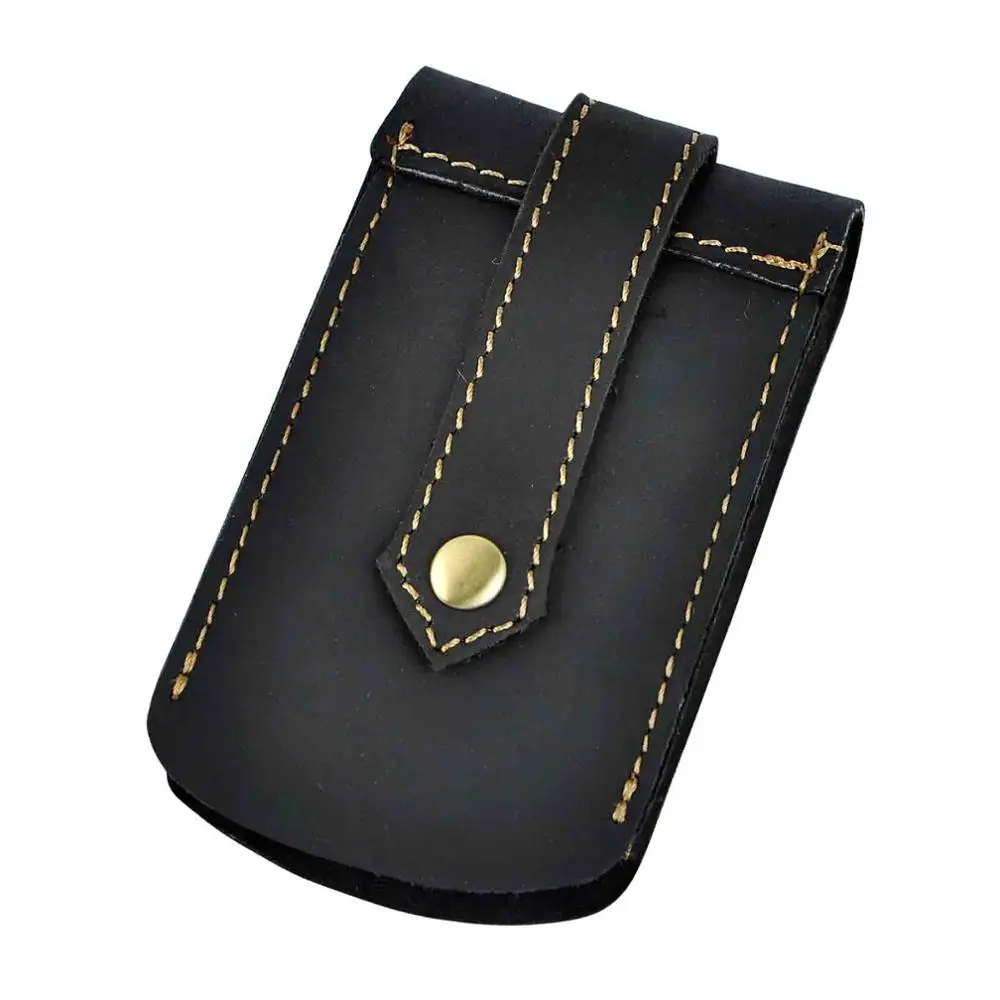 black(thick leather) Кожаный мужской качественный Модный чехол для автомобиля с дистанционным управлением, чехол-держатель для ключей, дизайнерская сумка-посылка для ключей Y1008 - Цвет: black(thick leather)