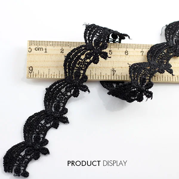 

Embroidered Flower Black Scrapbooking Lace Ribbon Fabric Motif Trim Embellishment Applique Venise Trimming for Clothes 28yd/T953