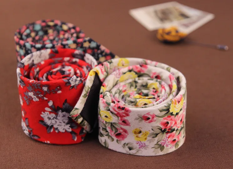 6 см Тонкий цветочный галстук для мужчин подарок Модный хлопковый с цветочным